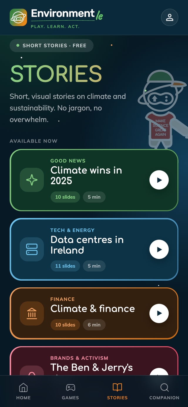 The stories screen